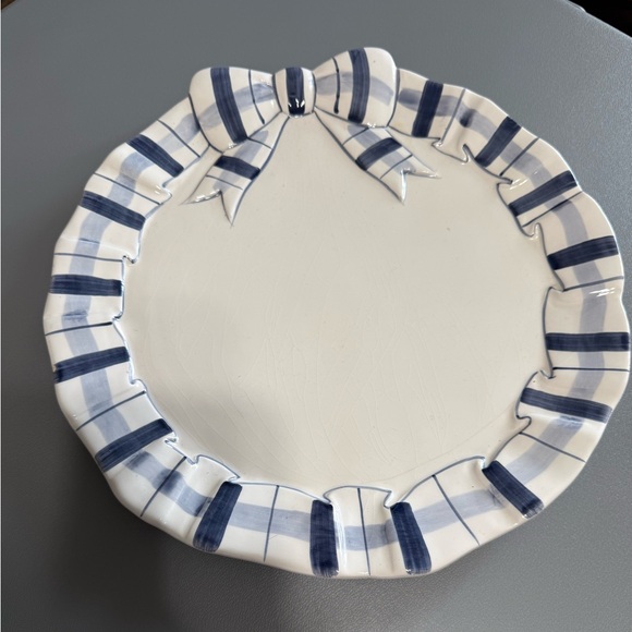 Vintage Halden Group Striped Blue and White Bow Plate